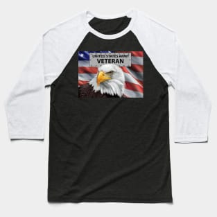 Patriotic United States Army Veteran American Eagle and Flag Art Baseball T-Shirt